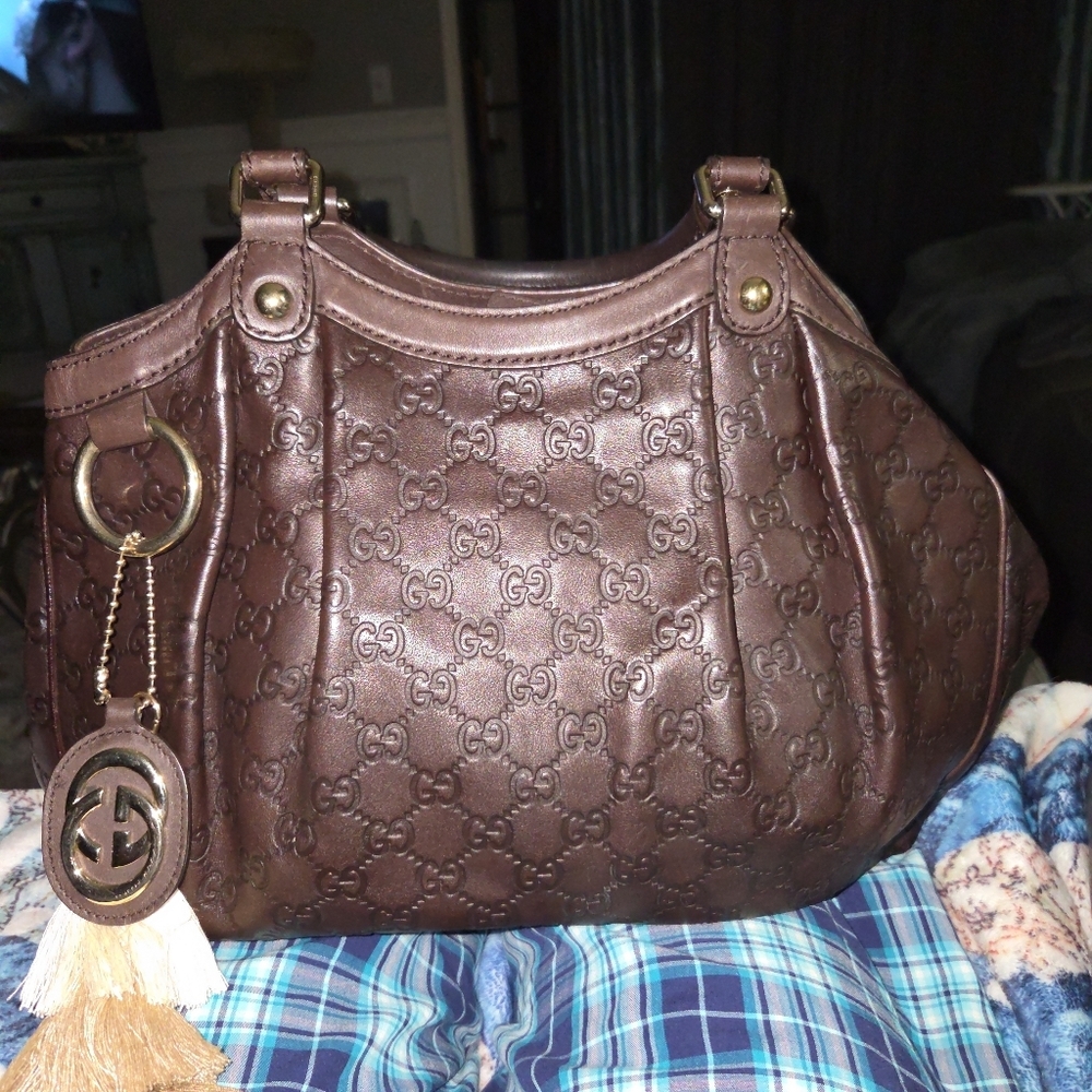 Gucci Guccissima Sukey Brown Shoulder Bag With Wallet. C.O.A - Picture 14 of 16